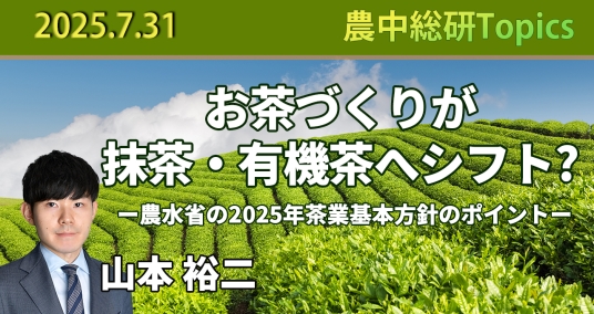 2025年7月31日「お茶づくりが抹茶・有機茶へシフト？ －農水省の2025年茶業基本方針のポイント－」